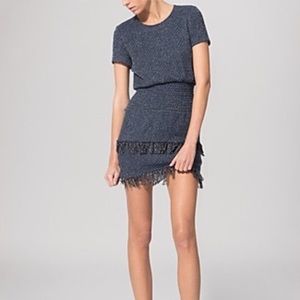 Maje tweed mini dress in Navy. This SOLD OUT everywhere.